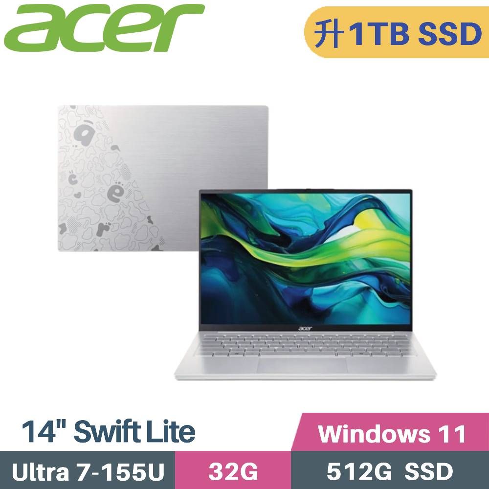 ACER 宏碁 Swift Lite SFL14-54M-760F AI筆電 (CU7-155U/32G/1TB SSD/W11/14)特仕