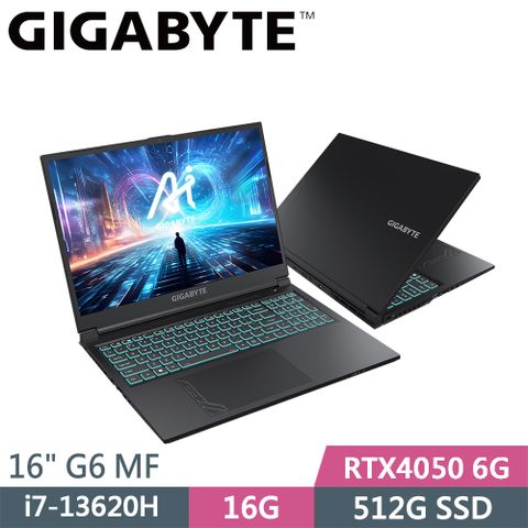 GIGABYTE 技嘉 G6 MF-H2TW853KH 黑(i7-13620H/16G/512G SSD/RTX4050 6G/W11/16)筆電