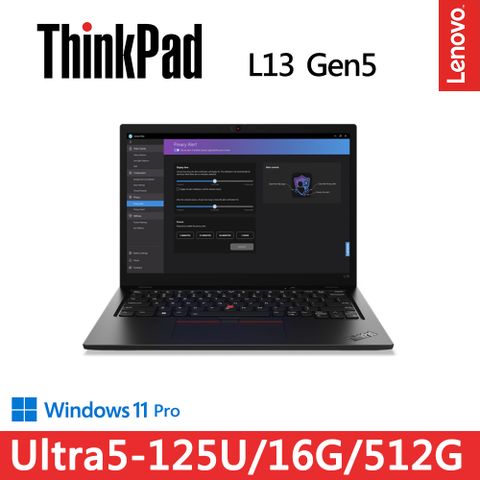 LENOVO 聯想 L13 Gen5 13.3吋商務AI筆電黑(Ultra5-125U/16G/512G/WIN11PRO)