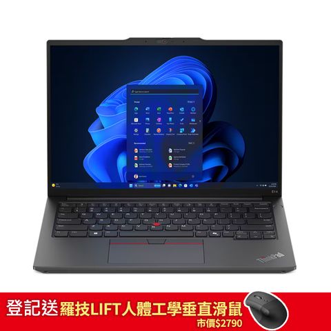 登記送羅技LIFT人體工學垂直滑鼠市價$2790Lenovo ThinkPad E14 Gen 6 21M7S00D00 黑(Ultra7 155H/8G/512GB PCIe/W11/WUXGA/14)