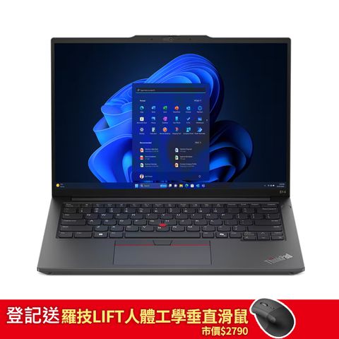 登記送羅技LIFT人體工學垂直滑鼠市價$2790Lenovo ThinkPad E14 Gen 6 21M7S00F00 黑 (Ultra5 125H/8G/512GB PCIe/W11/WUXGA/14)