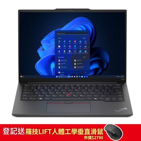 登記送羅技LIFT人體工學垂直滑鼠市價$2790Lenovo ThinkPad E14 Gen 6 21M7S02A00 黑 (Ultra7 155H/16G/1TB PCIe/W11/WUXGA/14)