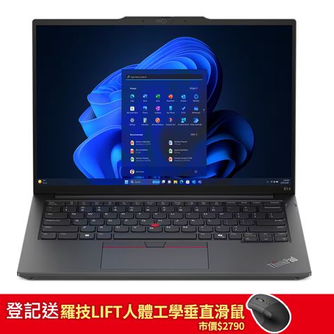 登記送羅技LIFT人體工學垂直滑鼠市價$2790Lenovo ThinkPad E14 Gen 6 21M7S02900 黑 (Ultra5 125H/16G/512GB PCIe/W11/WUXGA/14)