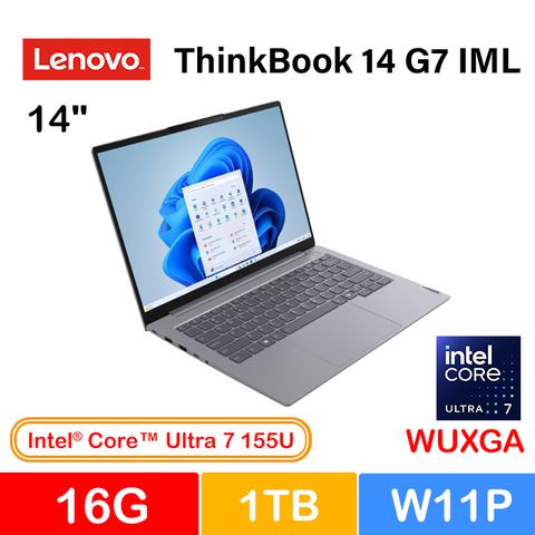 【M365組】Lenovo ThinkBook 14 Gen7 14吋 商用AI筆電灰(Ultra 7 155U/16G/1TB/W11P/21MR00HBTW)