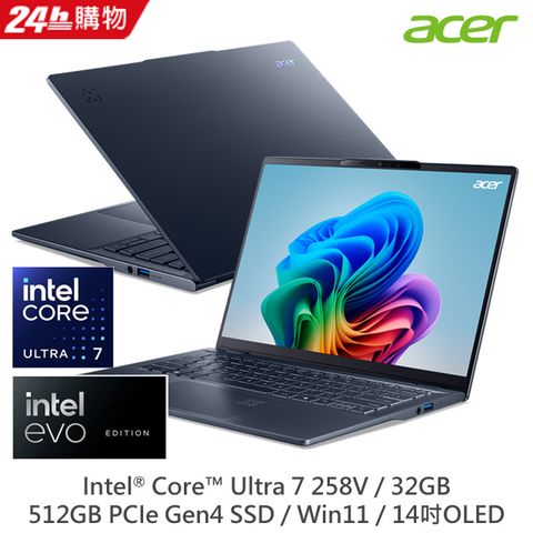 【M365組】ACER Swift 14吋AI筆電(Ultra 7 258V/32G/512G/OLED/SF14-51-76WS)