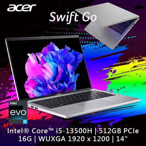 【羅技M720滑鼠組】ACER Swift GO SFG14-71T-55QB 銀(i5-13500H/16G/512G PCIe/W11/WUXGA IPS/14)