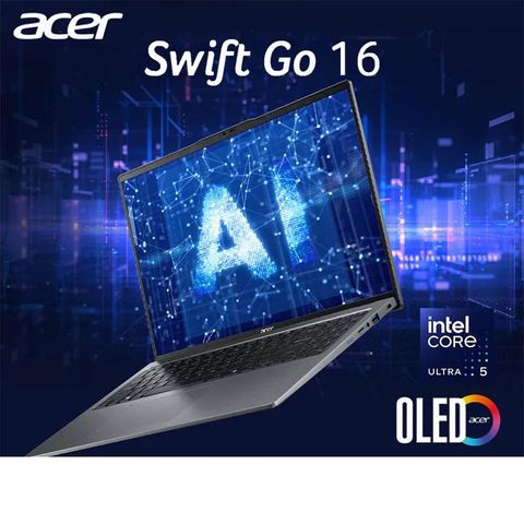 ACER 宏碁 Swift GO 16吋 輕薄AI OLED筆電灰色(Ultra 5 125H/16GB/512GB/WIN11/SFG16-72-59MH)