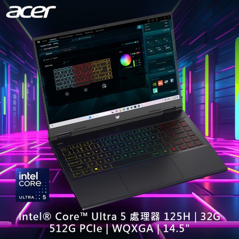 ACER 宏碁 Predator 14.5吋 AI電競筆電黑色(Ultra 5 125H/32GB/512GB/RTX 4060-8G/WIN11/PHN14-51-58EM)