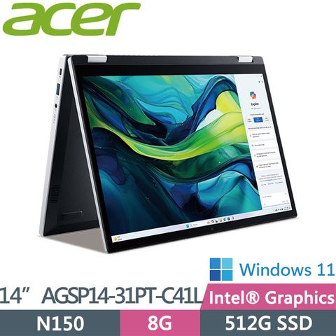 ACER 宏碁 Aspire Go Spin AGSP14-31PT-C41L (N150/8G/512G/W11/14吋)翻轉觸控筆電