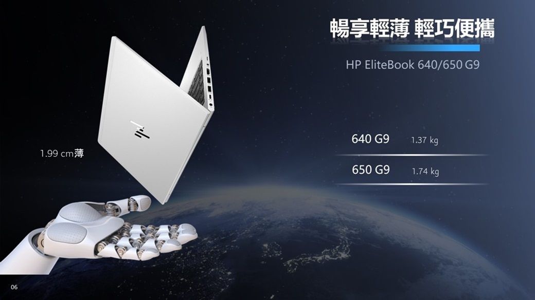 061.99 cm薄暢享輕薄 輕巧便攜HP EliteBook 640/650G9640 G91.37 kg650 G91.74 kg