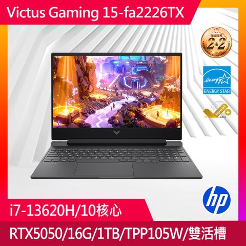 HP Victus Gaming Laptop 15.6吋 電競筆電黑色(i7-13620H/16GB/RTX5050-8G/1TB/WIN11/15-fa2226TX)