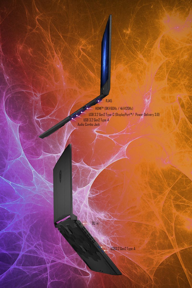 RJ45 8K@60Hz4k@)USB 3.2 Gen2 Type-C (DisplayPort Power Delivery 3.0)USB 3.2 Gen2 Type-AAudio Combo Jack-in Gen2 Type-A