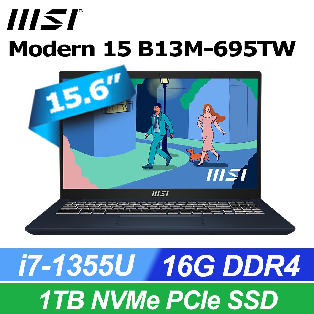 MSI微星Modern 15 B12M-435TW 黑(i5-1235U/16G/512G SSD/W11/FHD/15.6