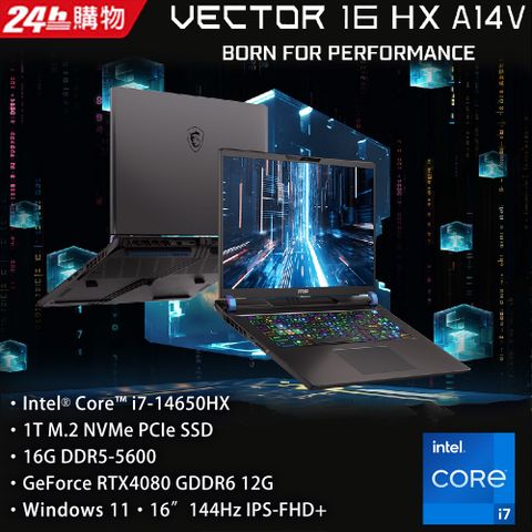 【USB快充組】MSI Vector 16 HX 16吋 電競筆電灰(i7-14650HX/16G/1T/RTX4080-12GB/WIN11/A14VHG-691TW)