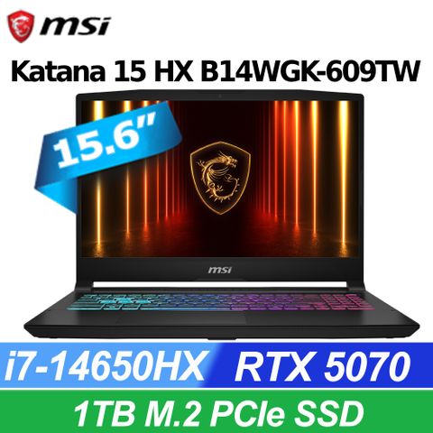 【M365組】MSI微星 Katana HX 15.6吋電競筆電黑(i7-14650HX/16G/1T/RTX5070-8G/W11/B14WGK-609TW)