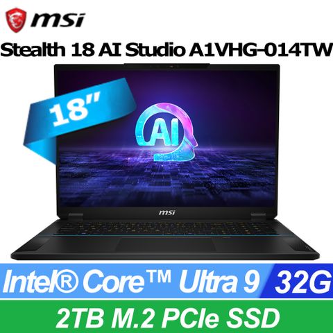 MSI Stealth Studio 18吋 AI miniLED筆電(Ultra 9 185H/32G/2T/RTX4080/WIN11PRO/A1VHG-014TW)
