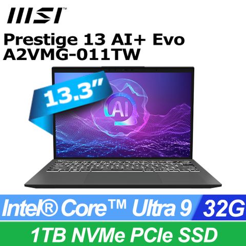 【Office2024組】MSI Prestige 13.3吋AI輕薄OLED筆電灰(Ultra9 288V/32G/1T/W11P/2.8K/A2VMG-011TW)