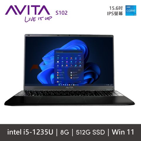 AVITA 【M365組】SATUS S102 NE15A1 15.6吋筆電黑色(i5-1235U/8GB/512GB/WIN11)