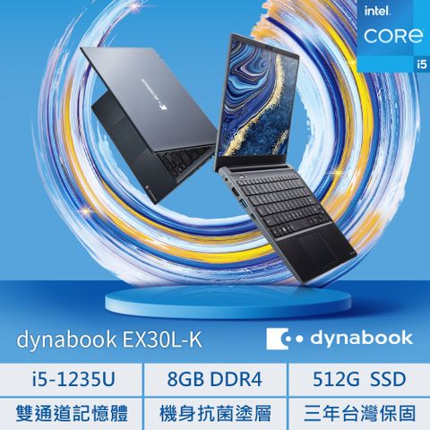 intel 12代★輕薄筆電【Office 2021組】【Dynabook】EX30L-K 13.3吋 輕薄筆電 (i5-1235U/ 8GB/512GB/Win11/ FHD IPS螢幕)