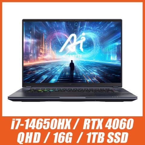 GIGABYTE 技嘉 【免費升24G記憶體】AORUS 16X 16吋電競筆電 黑 (i7-14650HX/16G/1TB/RTX4060-8G/WIN11/165Hz)