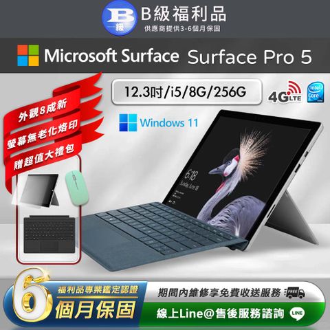 Microsoft 微軟 Surface Pro 5 12.3吋 (i5/8G/256G)LTE版 平板電腦(贈超值原廠鍵盤配件禮)