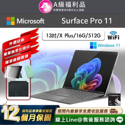 Microsoft 微軟 Surface Pro 11 13吋(X Plus/16G/512GB) WiFi版 平板電腦(贈超值原廠鍵盤配件禮)