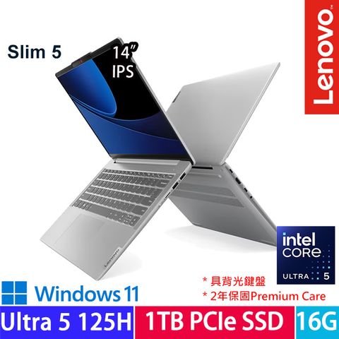 LENOVO 聯想 IdeaPad Slim 5 14吋 AI筆電灰色(Ultra 5 125H/16GB/1TB/WIN11/83DA0012TW)