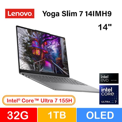 LENOVO 聯想 Yoga Slim 7 14IMH9 14吋AI輕薄OLED筆電灰色(Ultra 7 155H/32G/1TB/WIN11/83CV002MTW)