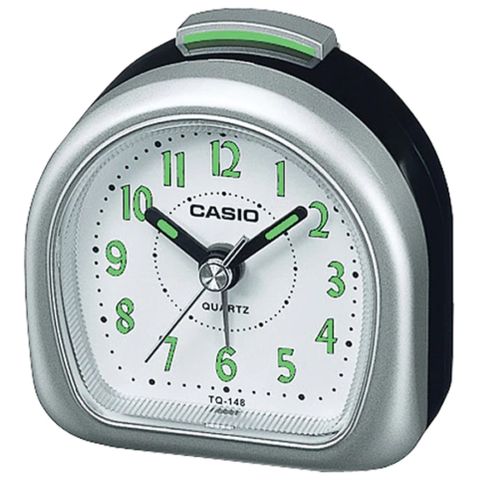 CASIO 夜光指針桌上型鬧鐘-銀色 (TQ-148-8)