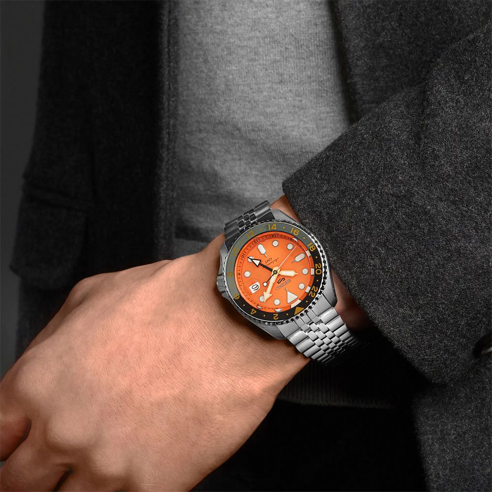 SEIKO 精工 5 Sports GMT動力儲存機械錶/橘/42.5mm (4R34-00A0U/SSK005K1)SK003