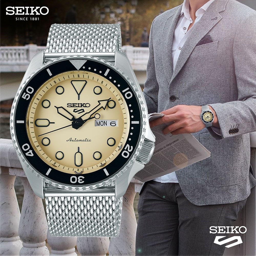 SEIKO 精工   5 Sports 系列復刻機械錶 (4R36-07G0Y/SRPD67K1)-米色/42.5mm