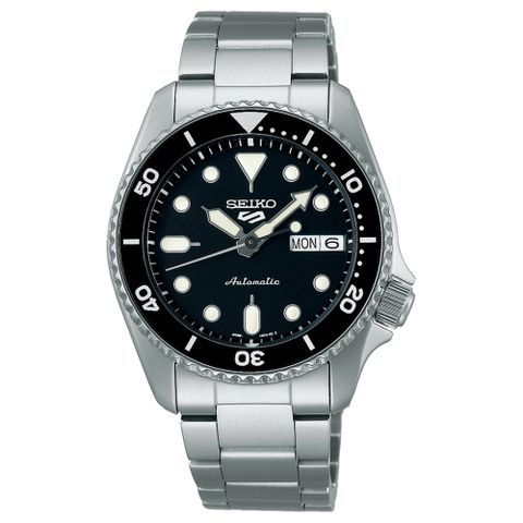 SEIKO 精工 5 Sports 運動水鬼復古機械錶-黑x銀/38mm 4R36-14B0D(SRPK29K1)