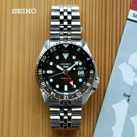 SEIKO精工 5 Sports 精工5號 GMT 兩地時間 機械錶-黑灰42.5mm (SSK001K1/4R34-00A0D 防水100米)_SK028