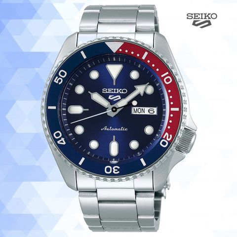 SEIKO精工 5 Sports 精工5號 不鏽鋼機械錶-藍紅42.5mm (SRPD53K1/4R36-07G0R 防水100米)_SK028