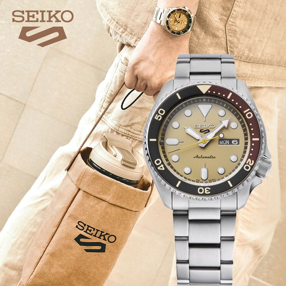 SEIKO 精工5 Sports 台灣限定珍奶時刻機械腕錶-4R36-14Y0U/SRPK45K1