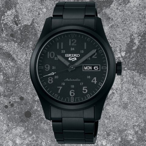 SEIKO 精工 5 SPORTS 酷黑軍風 機械腕錶 禮物推薦 送禮首選 (4R36-10A0N/SRPJ09K1)