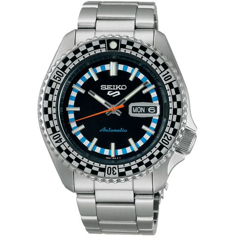 SEIKO 精工 5 Sports SKX 賽車方格旗復刻版機械錶/黑/42.5mm (4R36-15K0D/SRPK67K1)SK003