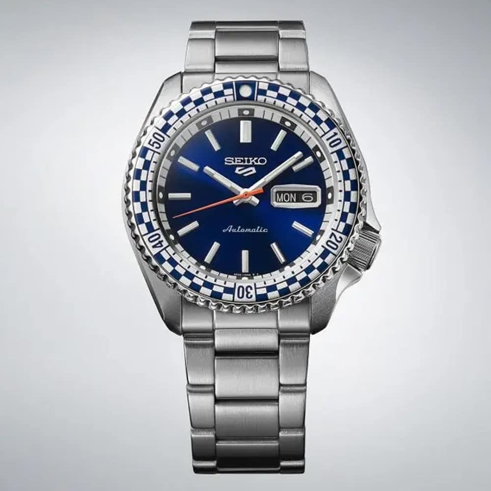 SEIKO 精工 5 Sports SKX 賽車方格旗復刻版機械錶/藍/42.5mm (4R36-15Z0B/SRPK65K1)SK003