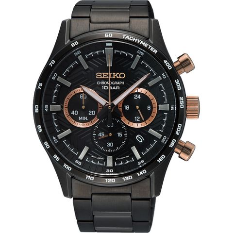 SEIKO 精工 SEIKO 精工 日系黑熊貓錶計時手錶-41.5mm/SSB475P1/8T63-00Y0U