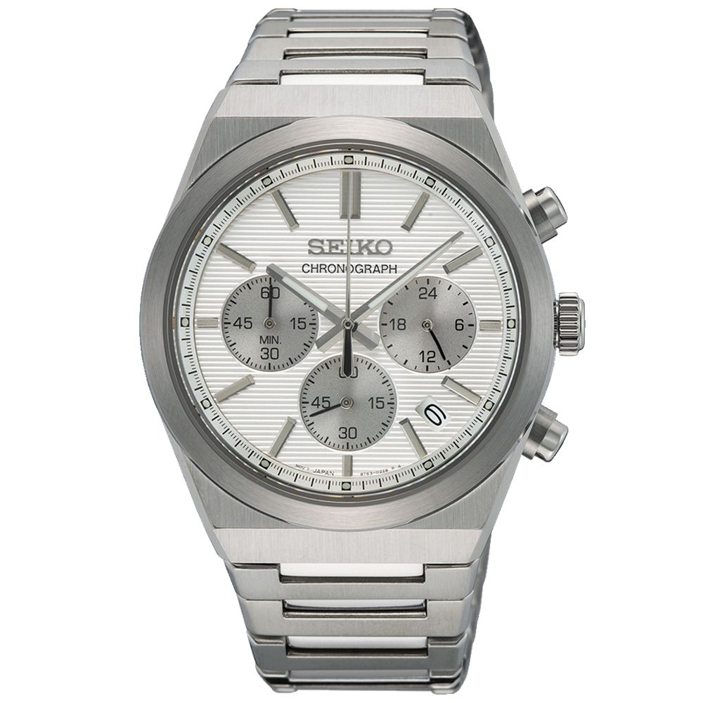 SEIKO 精工 SEIKO 精工 日系黑熊貓錶計時手錶-40mm/8T63-02F0S