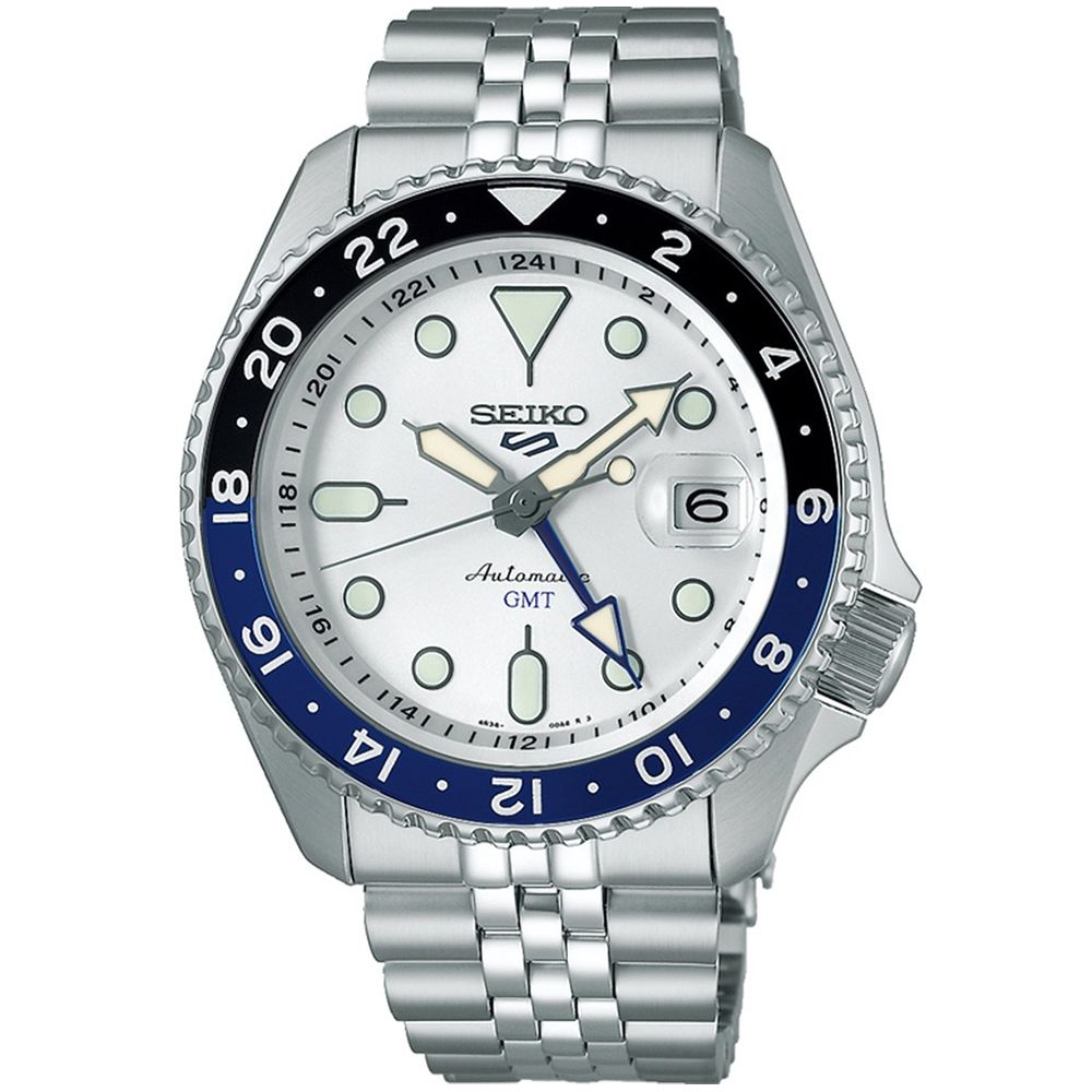 SEIKO 精工 5 Sports GMT動力儲存機械錶/銀白/42.5mm (4R34-00A0S/SSK033K1)SK003