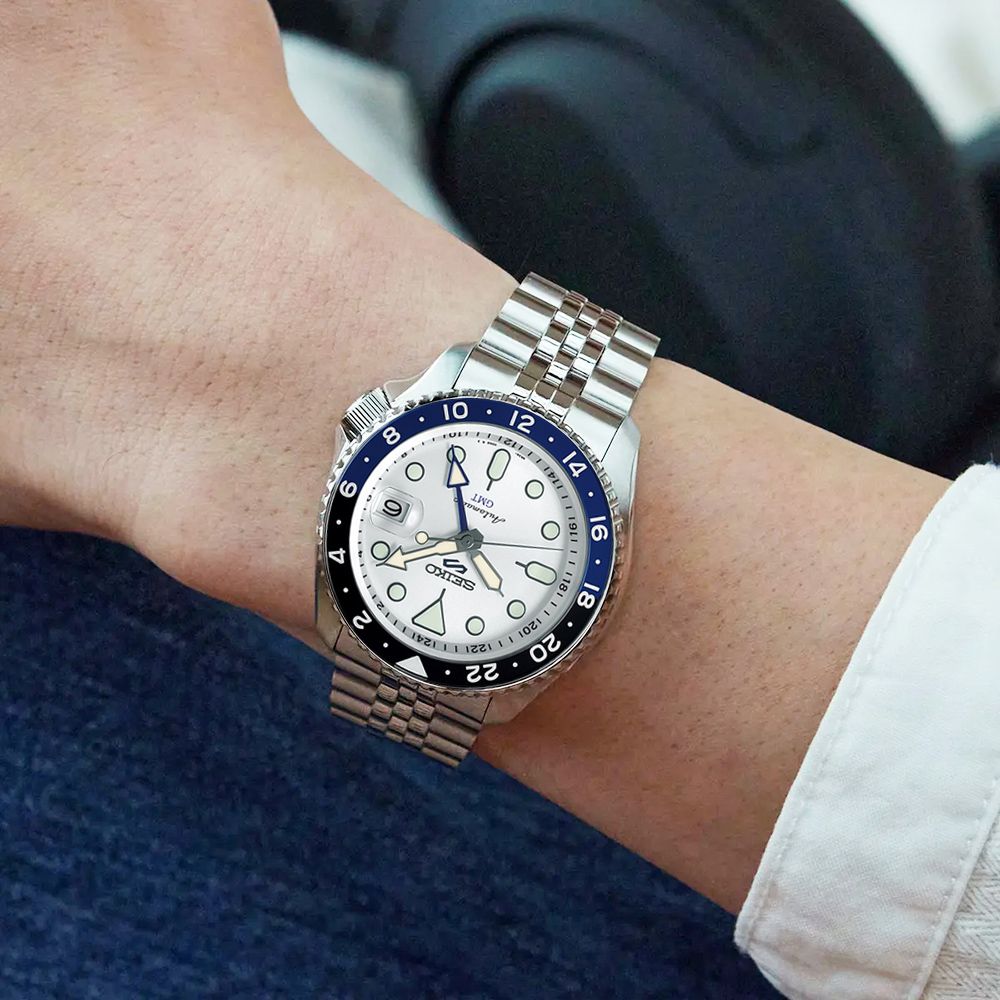 SEIKO 精工 5 Sports GMT動力儲存機械錶/銀白/42.5mm (4R34-00A0S/SSK033K1)SK003