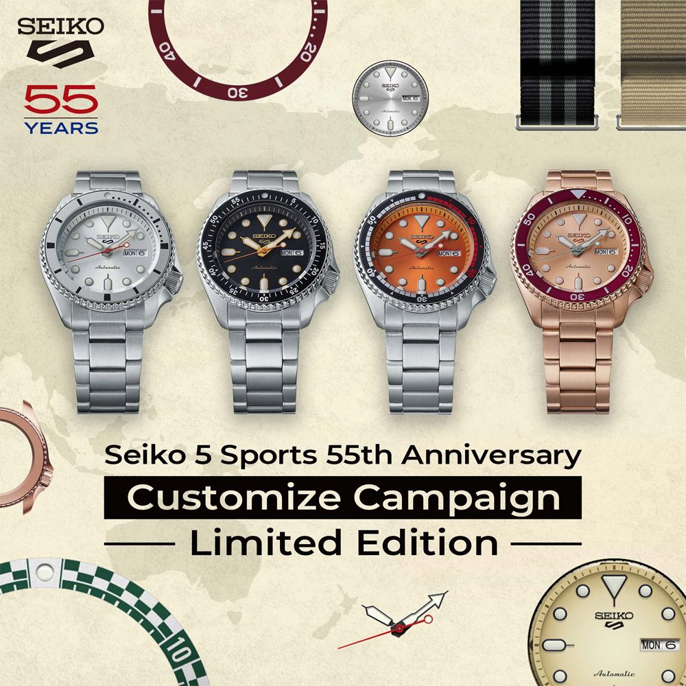 SEIKO 精工 5 Sports 55周年 限量 人氣錶款實體化機械錶-玫瑰紅金 SRPK08K1 4R36-15B0K