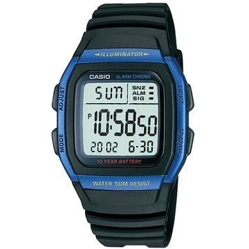 CASIO 精巧數位運動錶-藍 (W-96H-2A)