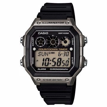 【CASIO】 10年電力數位腕錶-銀框 (AE-1300WH-8A)