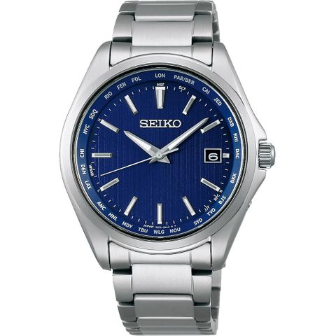 SEIKO 精工 SPIRIT 太陽能鈦金屬電波錶/藍X銀/39.5mm (7B75-0AA0B/SBTM289J)SK003