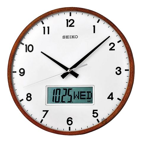 超值▼原廠公司貨SEIKO 精工 指針電子雙顯時鐘 掛鐘-33cm QXL008B