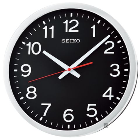 超值▼原廠公司貨SEIKO 精工 工業風滑動式秒針 靜音時鐘 掛鐘-黑/35cm QXA732S