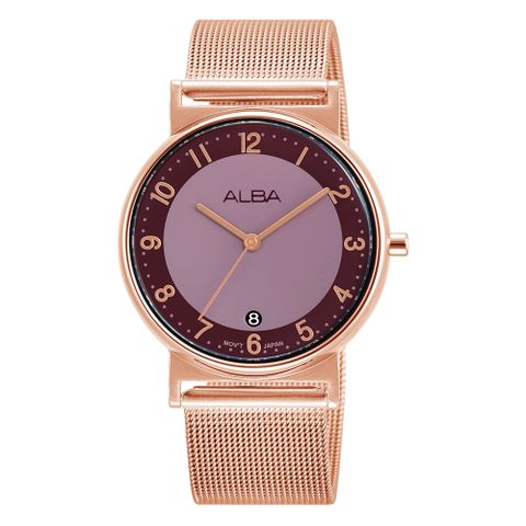 ALBA 雅柏 FASHION經典米蘭錶帶款34mm(AG8M52X1/VJ32-X328K)橘金色