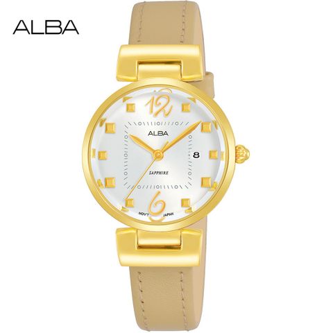送限量贈品，送完為止ALBA 雅柏 幾何元素時尚腕錶/金X米/28mm (VJ22-X281J/AH7R24X1)